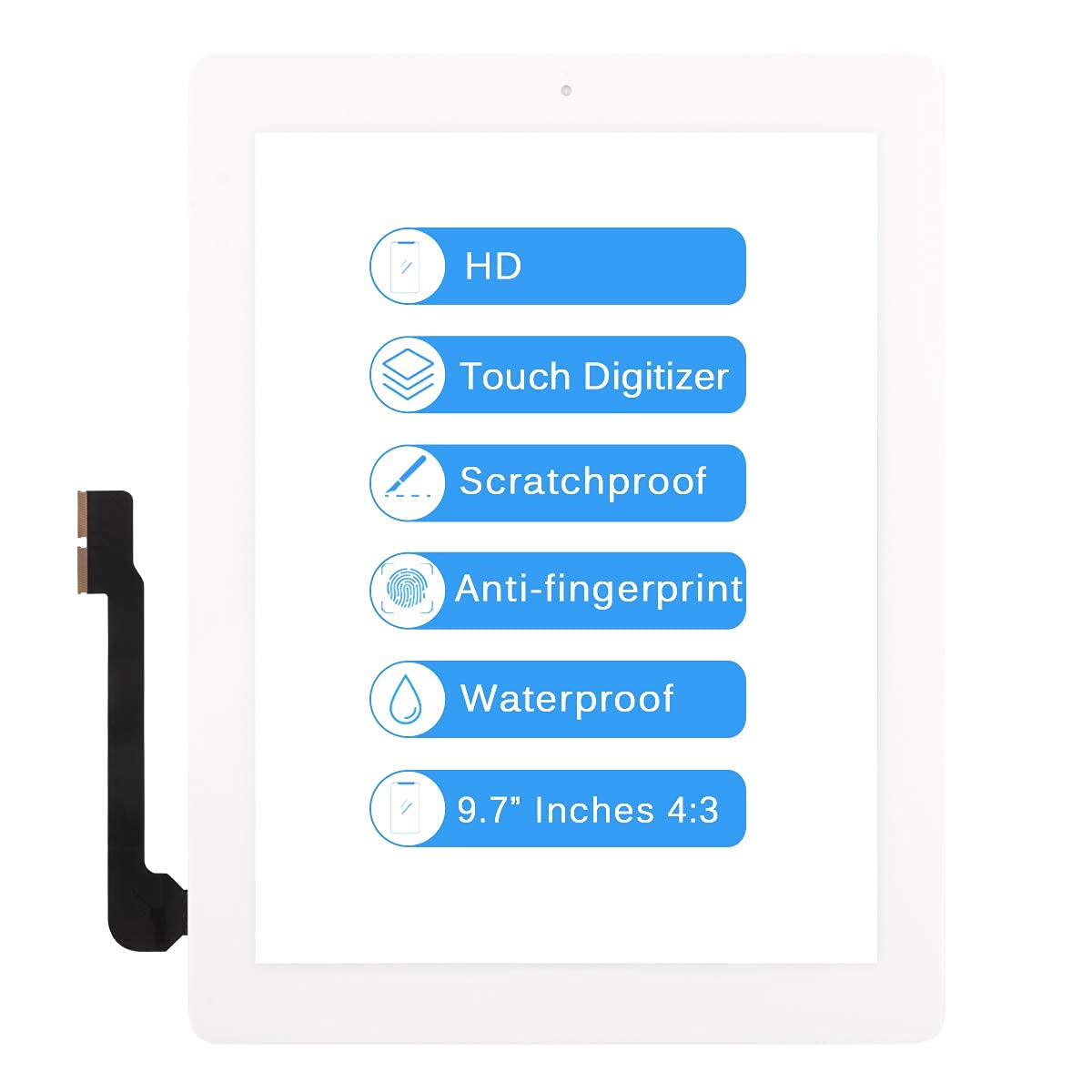 SRJTEK For IPAD 3 Screen Replacement Touch Screen For IPad 3 3rd Gen A1416 A1403 A1430 Digitizer Sensor Glass Panel Assembly Repair Parts Kits,Include Home Button (Black