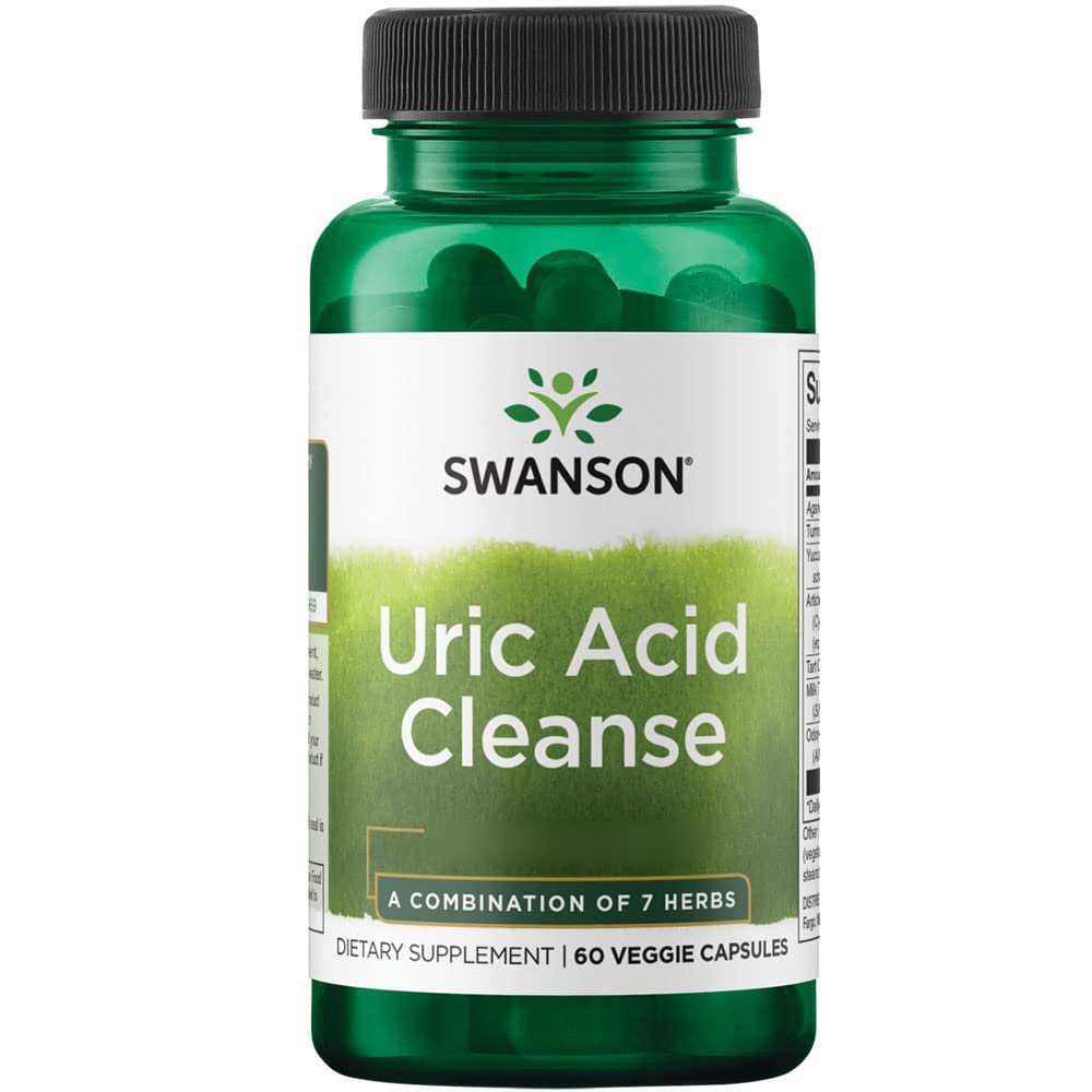 Swanson, Uric Acid Cleanse, 60 vegetarische Kapseln, 200mg Agaricus bisporus, 150mg,50mg Kurkumawurzel & Yuccawurzel-Extrakt je Dosis, Glutenfrei, Sojafrei, GMO frei, Geschmacksneutral