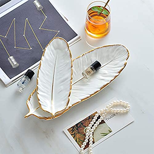 10" Und 14" Set Aus 2 Großen Keramik Schmuck Ring Schmuckstück Tellerhalter, Schminktisch Serviertablett Für Kommode Make-up Parfüm Gold Wohnkultur, Couchtisch Zubehör Schreibtisch Organizer Desk Cover