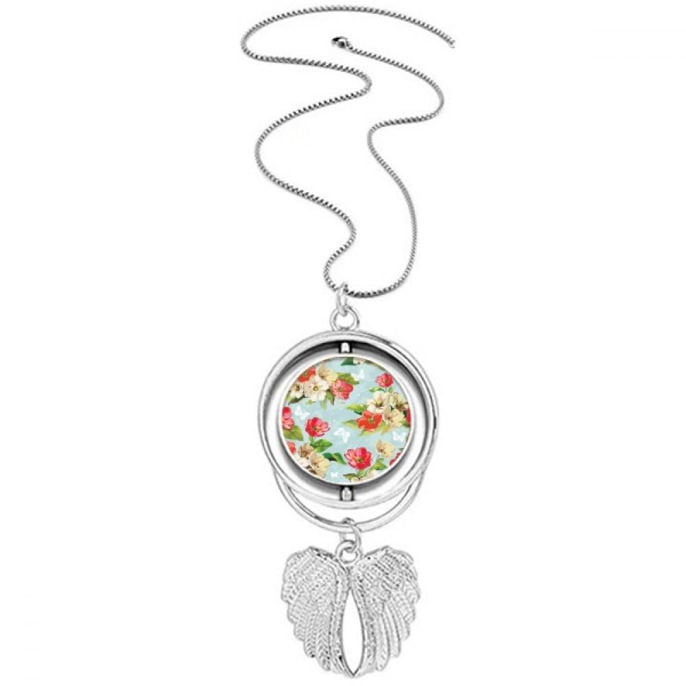 Collier rotatif ailes d'ange et fleurs, le cadeau d'anniversaire idéal