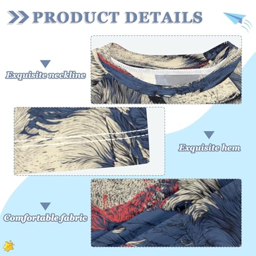 Boys Short Sleeve T-Shirts Wolf Star Funny Animal Rashguard Kids Swim Shirts Sun UPF 50+3