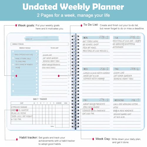 Image of Weekly Planner Diary 2026 A5 Waterproof Blue PP Cover 52 Pages