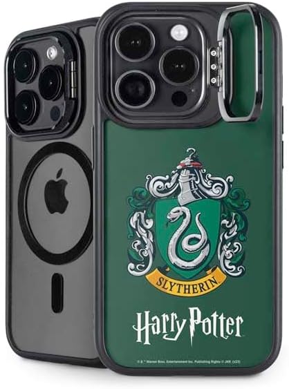 Skinit Kickstand Phone Case Compatible with iPhone 15 Pro - Officially Licensed Wizarding World Harry Potter Slytherin House Crest Design