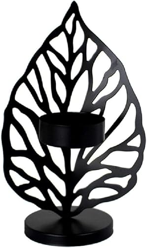 Candelabro nórdico de hierro forjado Candelabro de hoja creativa Ornamento de escritorio Sala de estar Dormitorio Restaurante Metal Candelabro