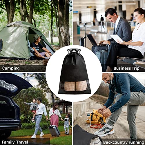 Dantolo Pack of 12 Shoe Bags, Schuhbeutel Reise Wasserdicht,Schuhsack Reise,Dustproof Shoe Bag,Fabric Bag with Drawstring,Travel Storage Bag,Organiser for Travel Home (Black)