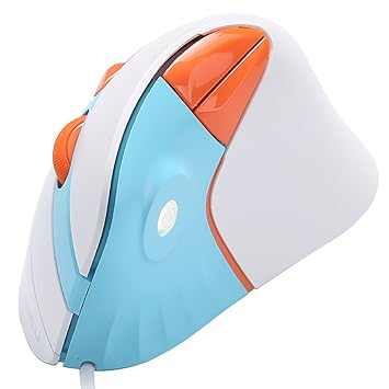 Vertical Ergonomic 89g Lightweight Optical Mouse, DAREU USB Wired RGB Gaming Mouse Reduce Wrist/Hand Strain, 1000/1600/3200/6400 DPI, 6 Buttons for Laptop, Desktop, PC, Mac (White&Blue)