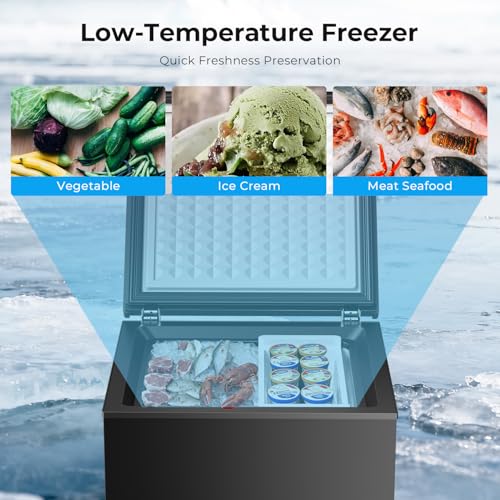 Image of Antarctic Star Chest Freezer 3.2 Cubic Feet Low-Temperature Freezer,14℉ to -40℉ with 2 Removable Baskets, Free Standing Top Open Door Deep Freezer, 7 Level Adjustable Temperature, Black