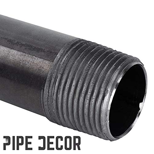 Pipe Décor 3/4” X 16” Malleable Cast Iron Pipe, Pre Cut, Industrial Steel Grey Fits Standard Three Quarter Inch Black Threaded Pipes Nipples And Fittings, Build Vintage Diy Furniture, 4 Pack #TOP7