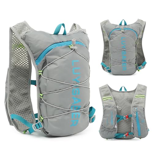 Running Backpacks, Lightweight Running Hydration Vest Backpack with Reflective Design, Functional Running Vest, Hydration Vest Pack for Outdoor Climbing Hiking Cycling Biking (Gray, one size)