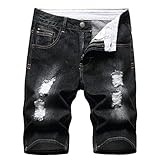 HiLY Men's Casual Ripped Denim Shorts Stylish Distressed Straight Leg Jeans Shorts