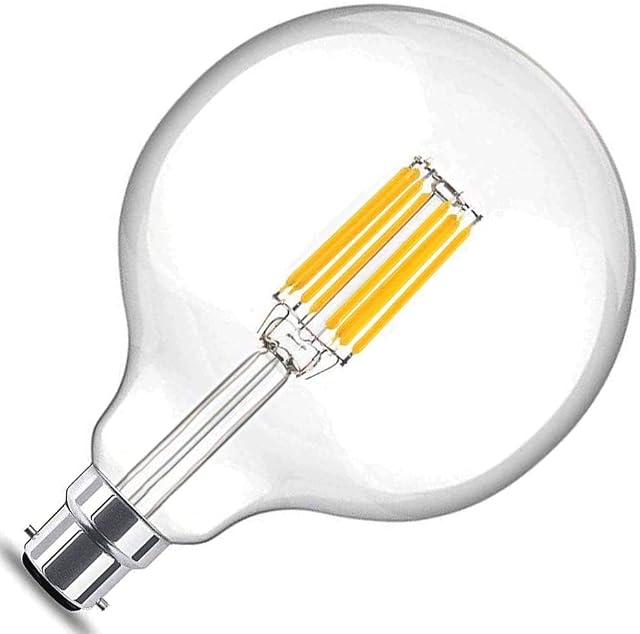 Bonlux 10W G125 B22 LED Filament Globe Natural White 4000K 125mm Bayonet Cap BC LED Antique Edison Filament Bulb 100 Watt Incandescent Replacement (Non-dimmable)