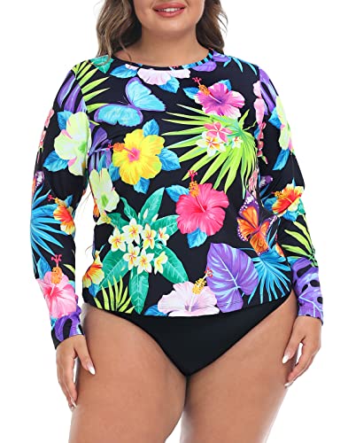 HDE Plus Size Rash Guard for Women UPF 50 Quick Dry Long Sleeve Swim Top