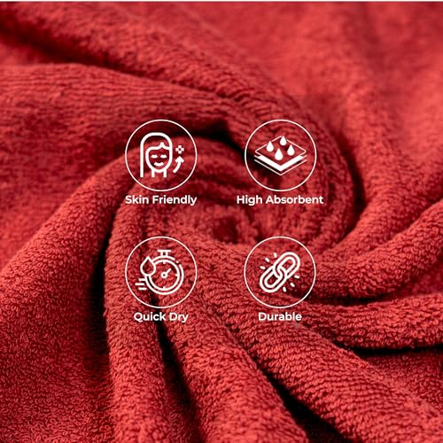 Image of Cotton Face Towel Pack of 4, 100% Cotton Towels, Soft Absorbent Small Gym Towel for Face, 400 GSM Quick Dry Bathroom & Travel Towels Men & Women, 30 x 30 cm, Teal & Maroon