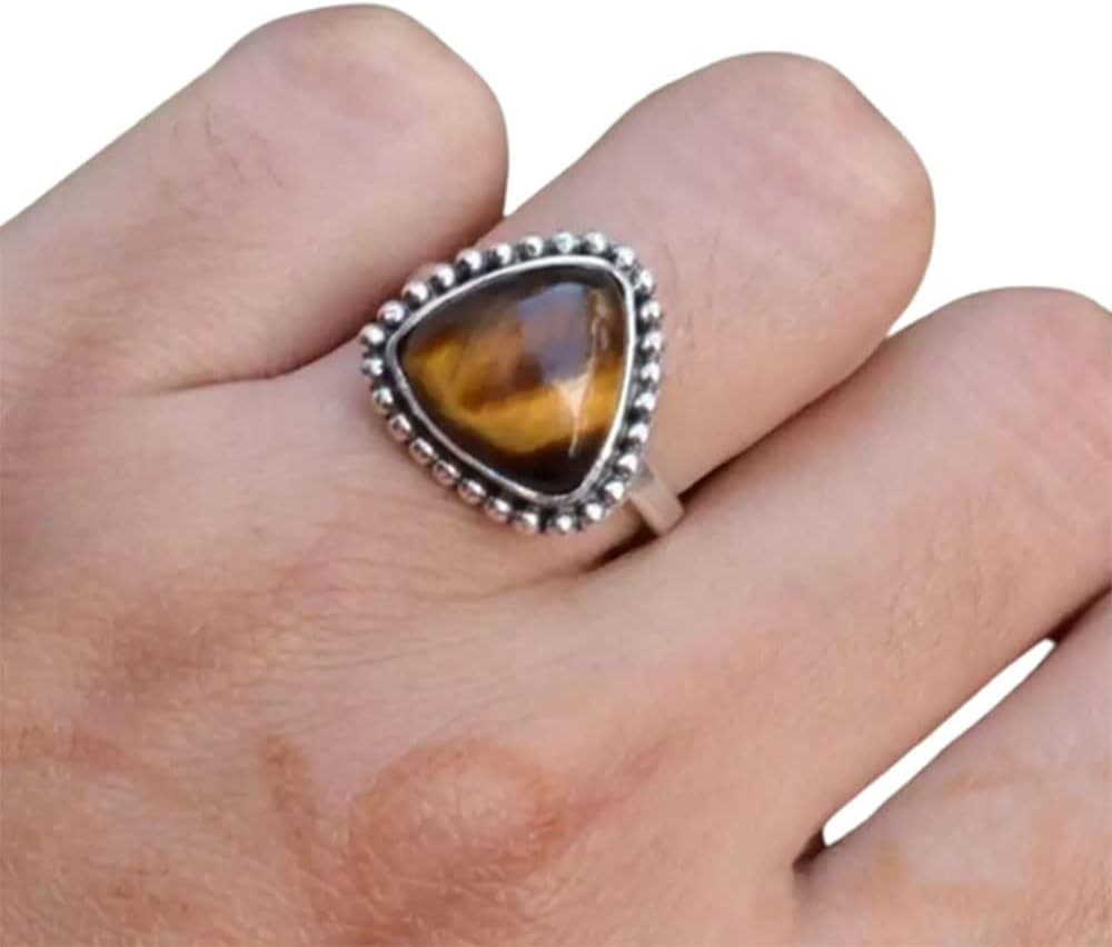 Tiger Eye, Statement Jewelry, Tiger Jewelry For Girls, Genuine Tiger Eye Rings, Solid 925 Sterling Silver Ring, Cocktail Silver Ring, Brown Gemstone Ring, Unisex Silver Ring, Mother’s Day Gift