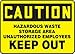 Accuform MCHL628VS Adhesive Legend"Caution Hazardous Waste Storage Area Unauthorized Employees Keep Out" Sign, 7" Height, 10" Wide, 7" Length, 0.004" Thickness, Vinyl, Black on Yellow