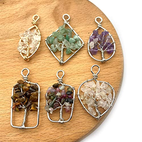 Pendentifs en pierre semi-précieuse améthyste et quartz géométriques - 2