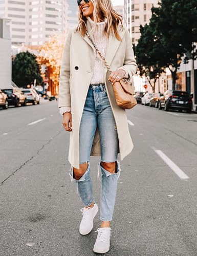 Hooever Women's Winter Wool Coat Casual Notch Lapel Single-Breasted Peacoat - Image 3