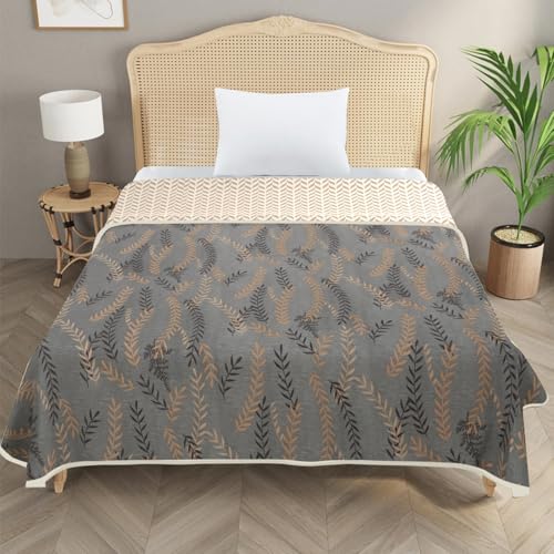 Image of Homestan Reversible All Season Cotton Feel Dohar for Single Bed,Soft Light Weight AC Blanket /Comforter for Summer /Winter /Monsoon (58x86 Inches, Fern Night)