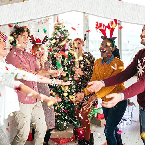 Image of 6 Pack 10 Feet White Foil Fringe Garland Metallic Tinsel Streamers Banner Wall Hanging Curtain Backdrop Banner for Parade Floats, Thanksgiving, Christmas, Birthday, Halloween Party Decorations