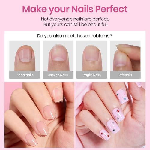 Image of Beetles Gel Nail Tips Etch-X- Square Extra Short, 384pcs 12 Sizes | Pre-Etched Half Matte Full Cover Soft Gel Nail Tips, Press on False Nail Extension Acrylic Fake Nails, Easy DIY Salon Art
