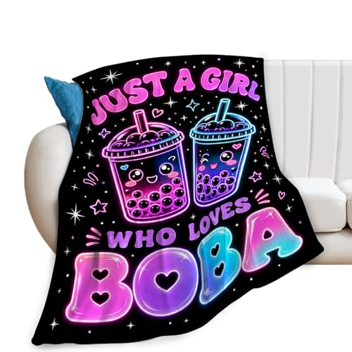 nanen Boba Blanket for Girl Bubble Tea Throw Blanket Gift for Women 40"X50"