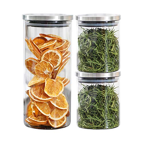 Vivilineneu Vorratsdosen Set mit Deckel Luftdicht Vorratsgläser Glasdosen Runddose Glasbehälter für Lebensmittel (600ml*2+1200ml) Cover