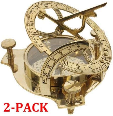 5" Sundial Compass Solid Brass Sun Dial (4 inch (2-Pack))