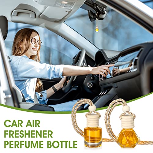 Image of Demissle 50 Pcs Hanging Car Air Freshener Car Diffuser Bottles Empty Glass Perfume Diffuser Bottles Pendant Bulk for Essential Oils Fragrance Aromatherapy Bottle Ornament(Cylindrical and Diamond)