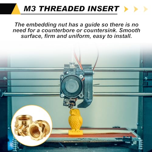 Image of Yaocom 500 Pcs M3 Threaded Inserts M3 x D5 x L4 Heat Set Inserts Brass 3D Printing Knurled Metric Nuts for Plastic, 3D Printing Components