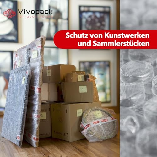 Vivopack Luftpolsterfolie Rolle 50my, Verpackungsmaterial, Noppenfolie, Bubble wrap, Verpackungsfolie ideal als Verpackungsmatierial: Luftpolsterfolien oder Umzugsfolie für Möbel (40cm x 10m)