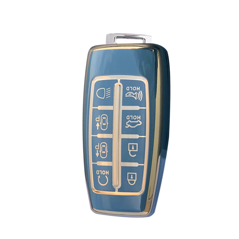 HIBEYOSamrt 8 Button Key Fob Cover for Genesis G80 GV80 G70 GV70 2021 2022 Accessories Key Shell Cover Protector for Genesis Key Case Holder Cover-Golden Gray