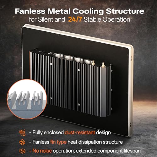 Image of 10.1 Inch Fanless Industrial Panel PC - IP65 Touch All-in-One Computer,16:10 1280x800 Windows 10 Pro Computer with Front Camera,USB,ID&IC Card Reader for Production line(Intel J6412,8G+256G)