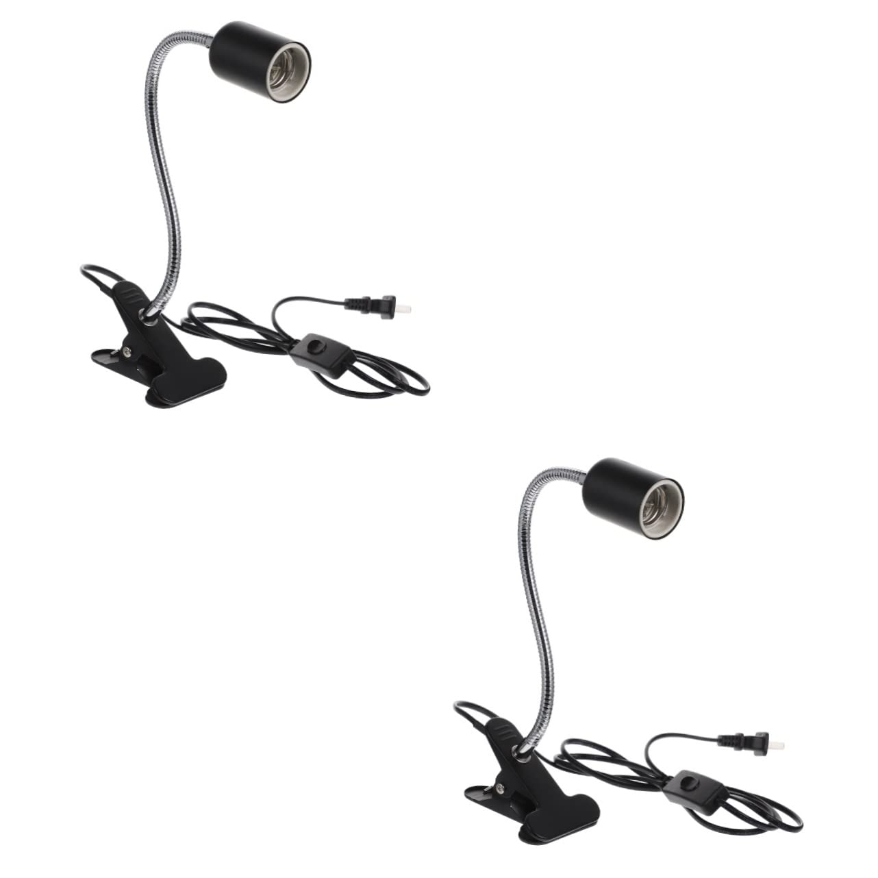 DOITOOL 2 Pcs Universal Light Head Eye Caring Desk Lights Clip- on Desk Lamp Reading Table Light Neck Night Light E27 Clip-on Lamp Cap: Ceramic. Thread: Plastic. Bottom: Stainless Steel