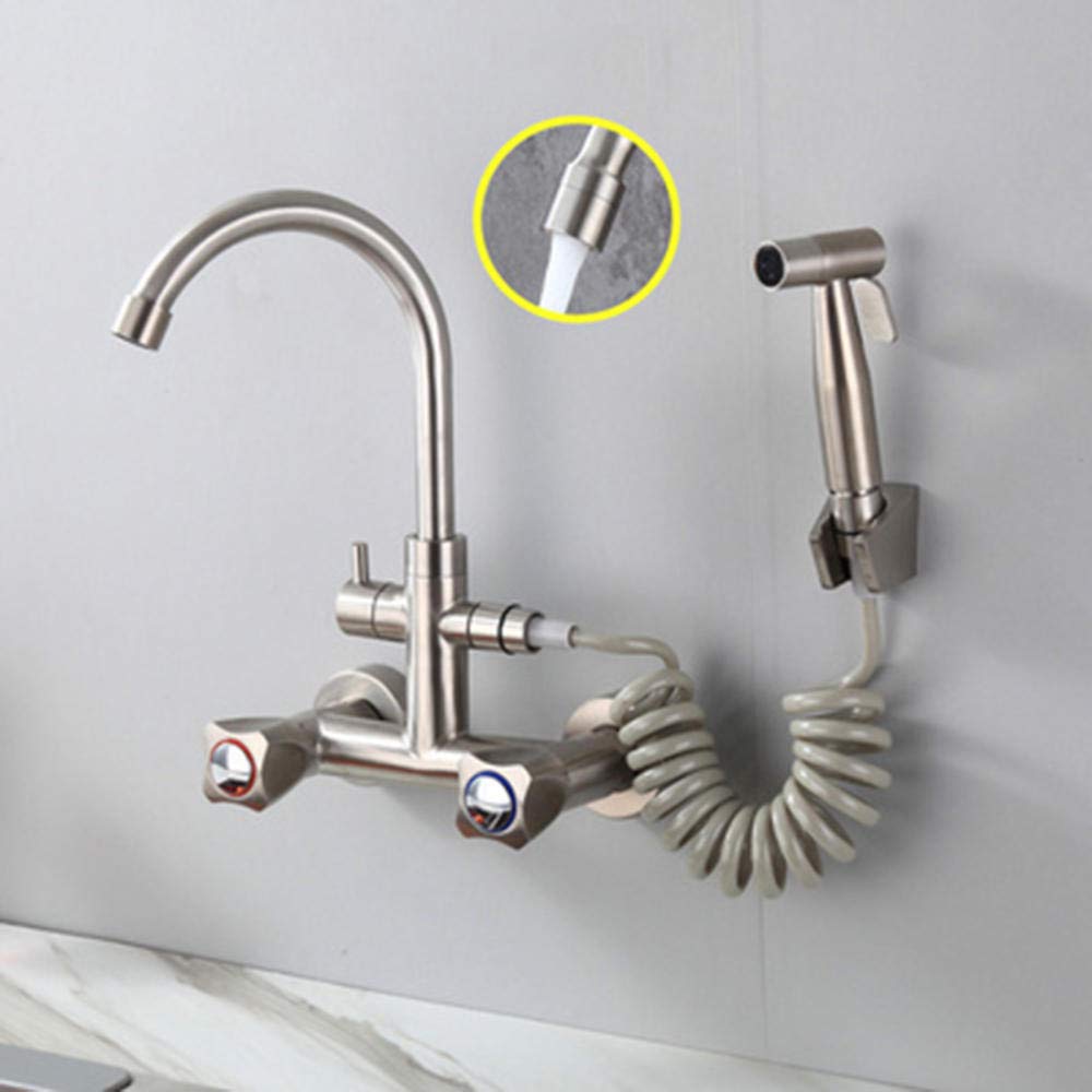 Robinet mural de cuisine en cuivre mitigeur évier eau chaude et froide