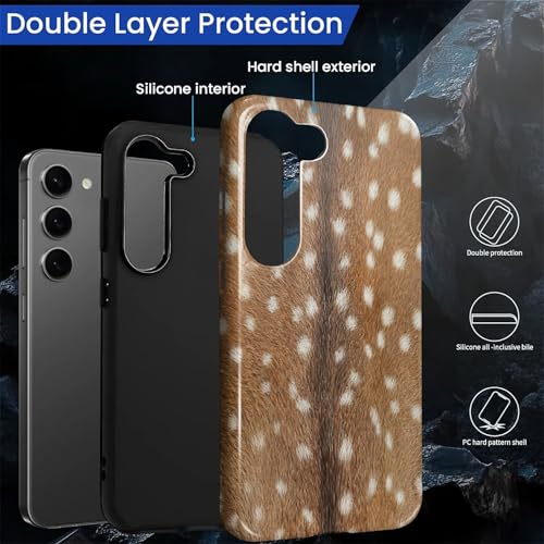 Coque Samsung S23 rigide et silicone antichoc motif cerf marron - 3