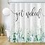 Tenda Doccia In Tessuto Con Foglie Di Eucalipto – Verde Salvia 137x183 Cm – Set Con Ganci – Stampa Botanica Acquerello