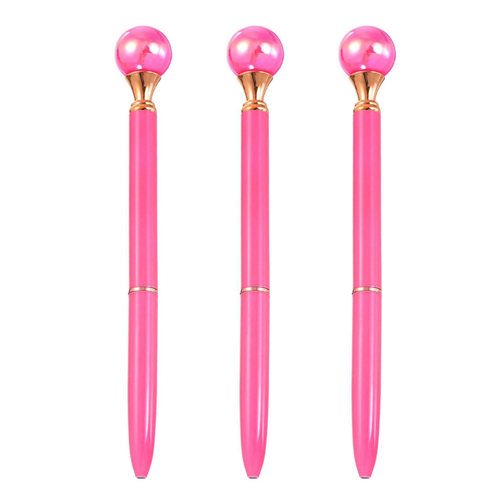 PATIKIL Pearl Ballpoint Pen, 3Pcs Sparkling Bling Metal Pen with Pearl Top Elegant 1.0mm Black Ink Ballpoint Refillable for Office Business Wedding Party Birthday Gift, Fuchsia โ image 1