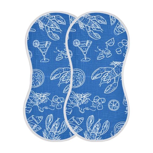 4 Pack Baby Burp Cloths, Soft Absorbent Burping Cloths for Babies, Cotton Milk Spit Up Rags, Large Size for Newborns, Baby Boys and Girls (Ocean Bounty Pattern)2