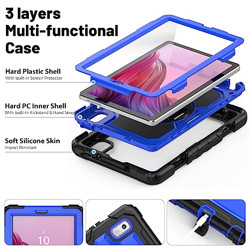 SEYMCY for Lenovo Tab M9 Case 9 Inch 2023, Full-Body Shockproof Cover with Screen Protector, 360° Rotating Stand & Hand Strap - Image 3