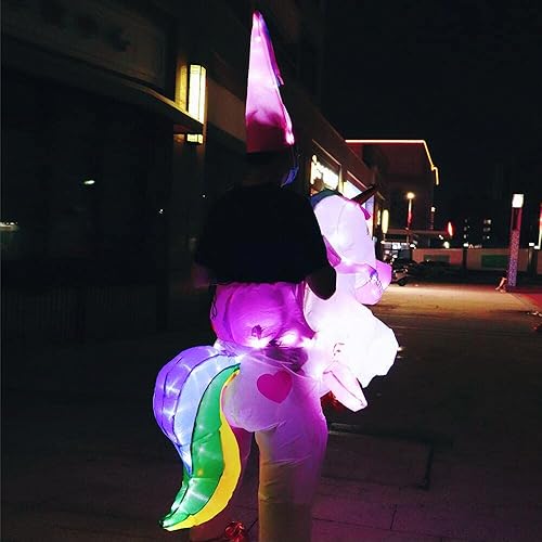 Miniatura 3 de Disfraz inflable para adultos, disfraz de dinosaurio T-REX, disfraz de unicornio con luz LED, Halloween (adulto, unicornio 2)