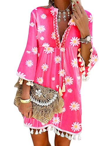Ansenesna Kleid Damen Sommer A Linie Knielang Elegant Mini Strandkleid Mädchen Ärmellos Sommerkleider Für Party Strand (S, Blau 2)