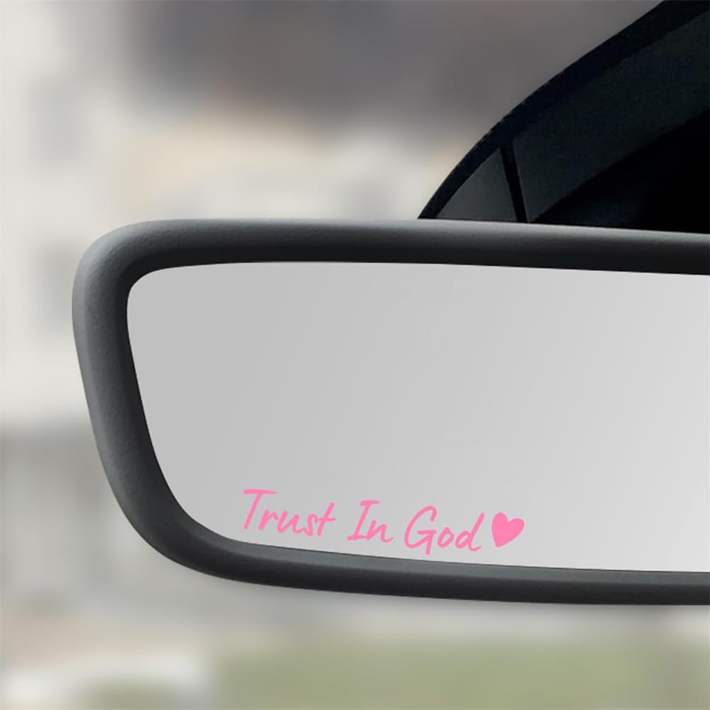 4 PCS Car Decals Accessories Trust in God Rearview Mirror Sticker Auto Decals for Women Decoration Fits Most Vehicles