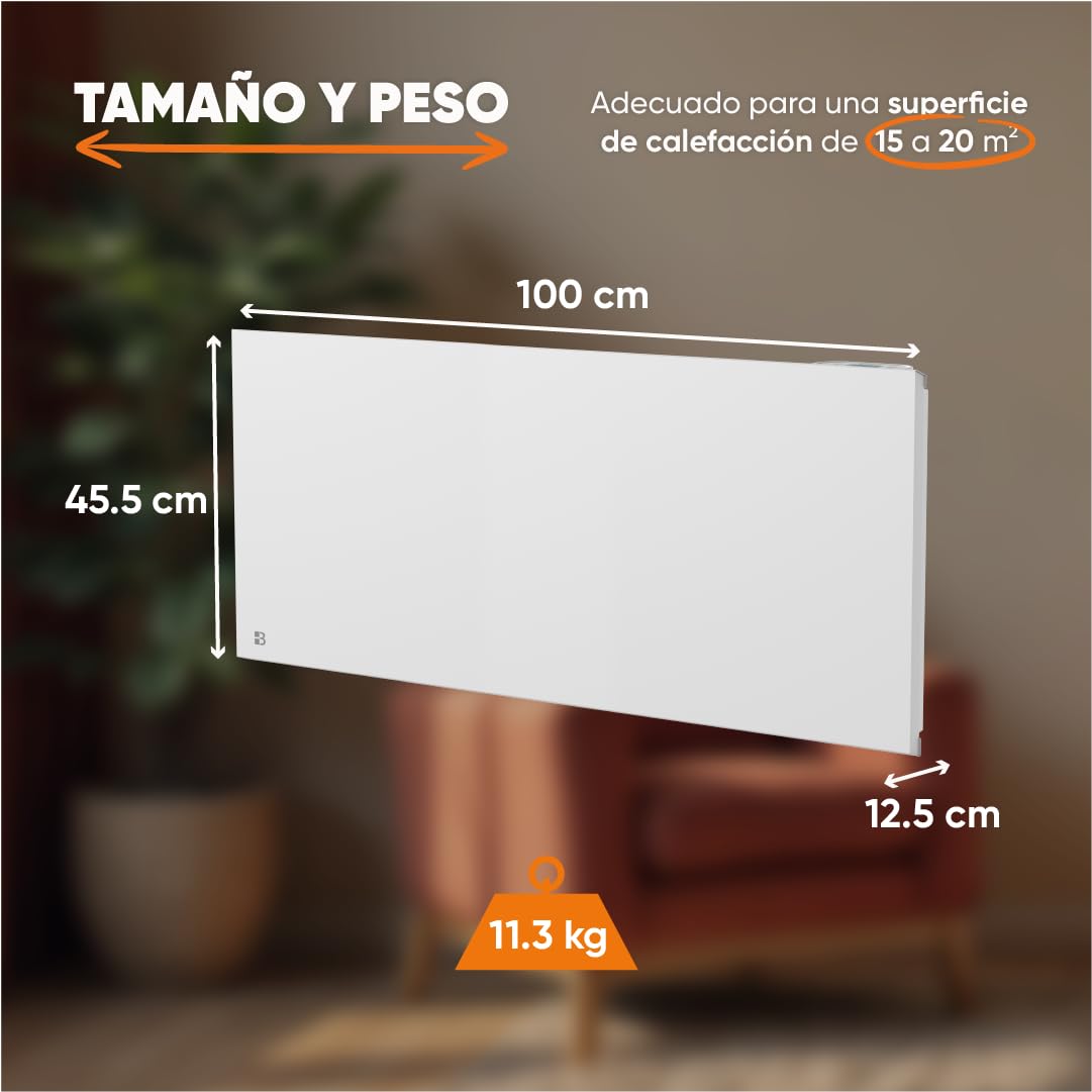 Bestherm NESSA CONNECT, Radiador Eléctrico WiFi, 2000W, Cerámica, Blanco, 60 cm