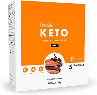 ProtiLife - Keto Protein Bars, 7g Protein, Low Sugar, MCT Fat, Ideal Protein Compatible, 5 Servings (Triple Chocolate, 1 Box of 5 Bars)