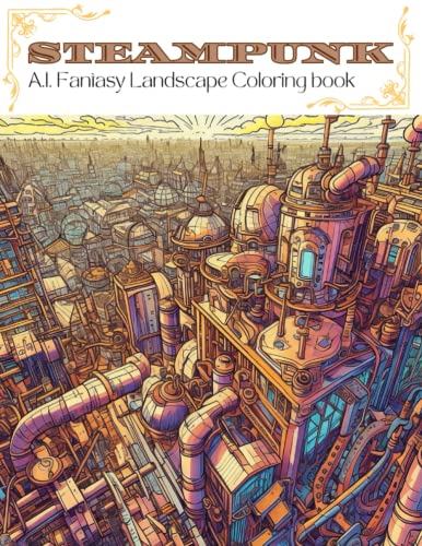 Steampunk: A.I. Fantasy Landscape Coloring Book