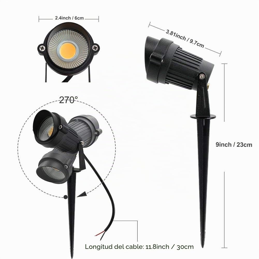 Pack de 10 Foco Jardin LED con Pincho COB 5W 220V Blanco frío Luz LED para Exteriores