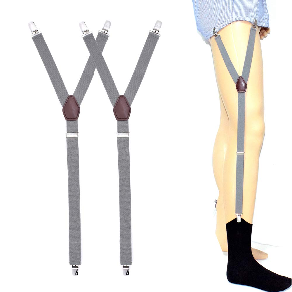 Galaxer Shirt Garters Y Shaped Adjustable Shirt Stays Suspenders Mens Upgraded 1 Pair Shirt Holders with Non-slip Locking Clamps Keeps Shirts Tucked and Socks Staying Up