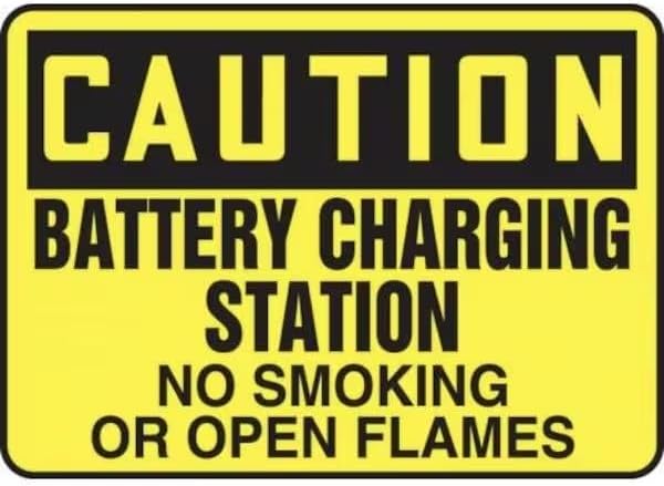OSHA CAUTION SAFETY SIGN BATTERY, Mfr: FRMELC640XP-A