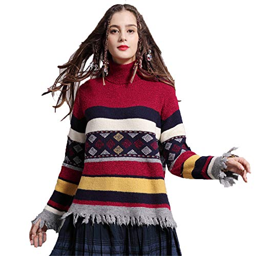 Pull rayé à col roulé contre le froid sans perdre votre style