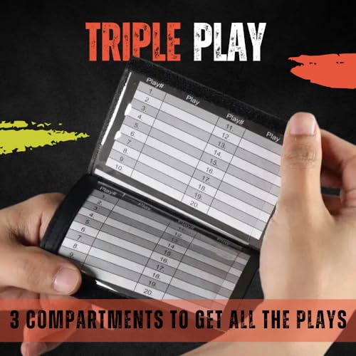 dd qb playbook wristband youth and adult size - black football quarterback play wristbands for adult and youth - wrist coach for all sports with 3 compartments